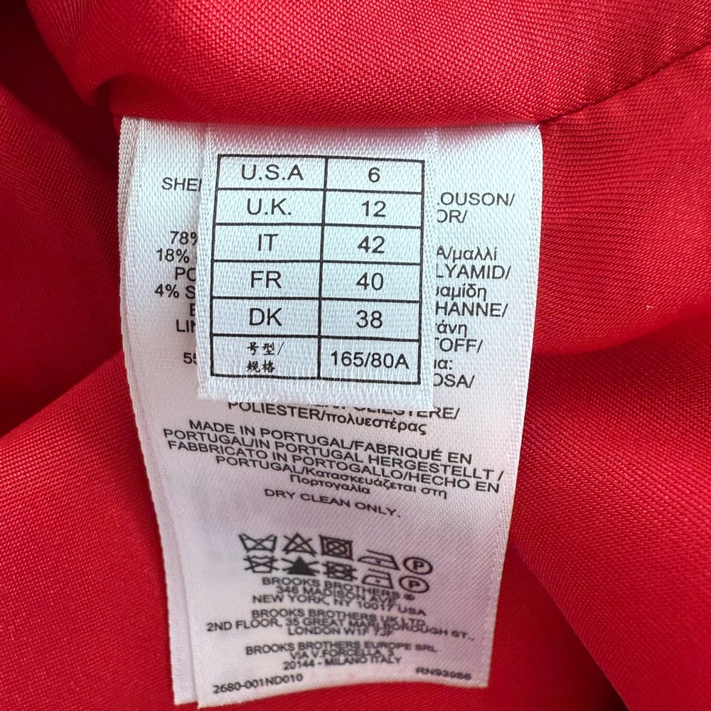 Brooks Brothers Dress Size 6 Red Form Fitting Wool Holiday Estethia G.B. Conte - Picture 10 of 11